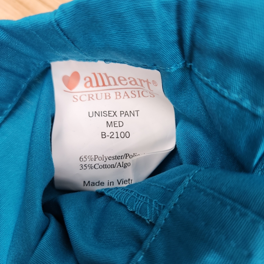 Allheart Unisex Scrub Set Turquoise Size Medium B-2000 B-2100 - Picture 5 of 12